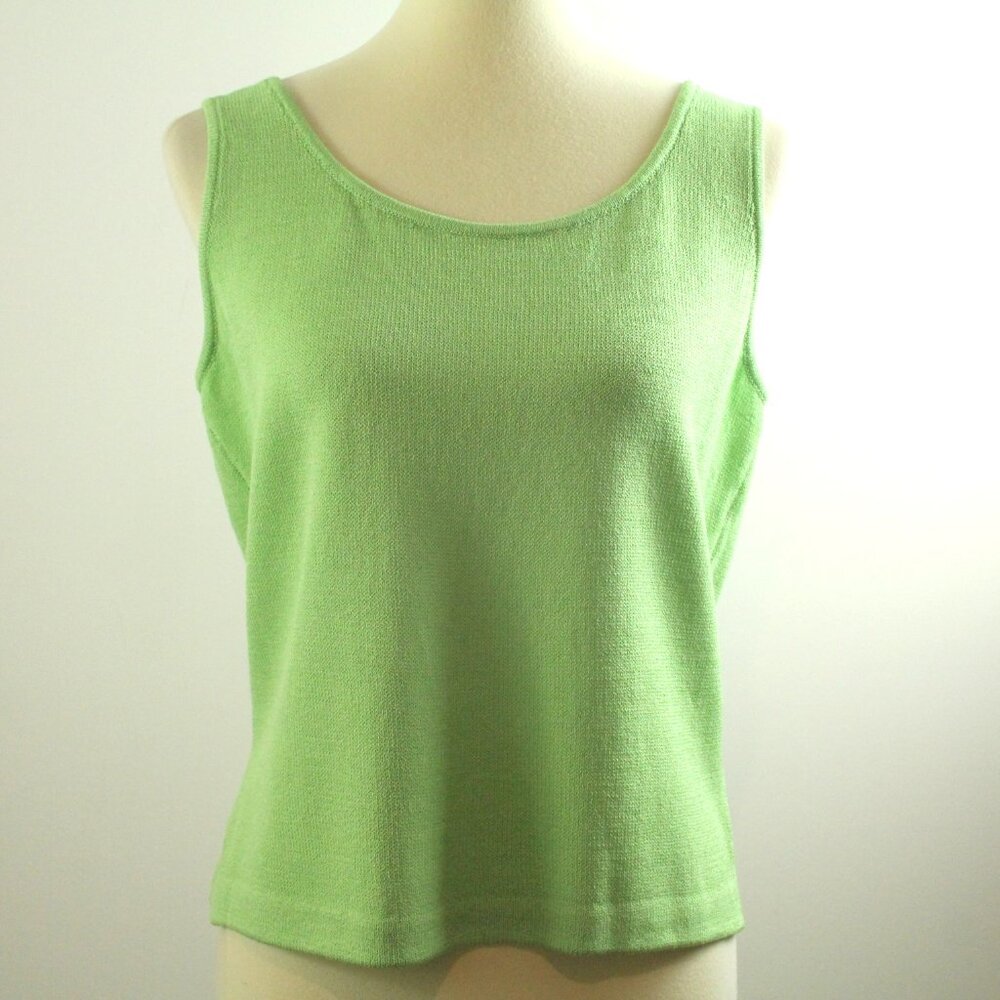 St. John Collection Pale Emerald Santana Knit Sleeveless Tank Shell Top M NWT